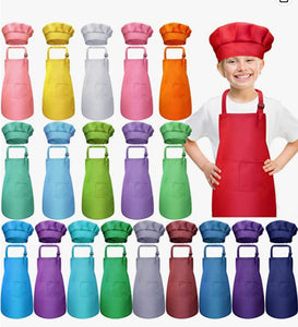 Personalized Gift |Child Apron & Hat Set with 2 Pockets for Boys or Girls | Kitchen Cooking |Baking gift