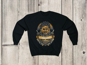 Texas chainsaw massacre leather face inspired sweatshirt, funny horror shirt, horror fan gift