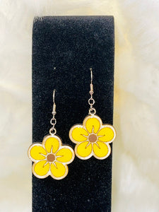 Laser cut Hand painted Yellow Earrings