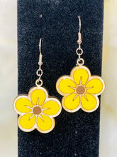 Load image into Gallery viewer, Laser cut Hand painted Yellow Earrings