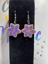 Load image into Gallery viewer, Laser cut Purple Hand painted earrings