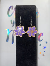 Load image into Gallery viewer, Laser cut Purple Hand painted earrings