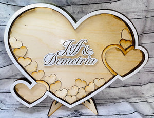 Hearts Wedding Guest Book Alternative, Custom Drop Box, Unique Wooden Boho and Rustic Wedding Decor, Personalized Wedding Gift, Anniversary