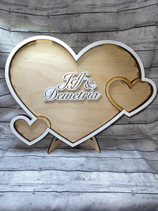 Hearts Wedding Guest Book Alternative, Custom Drop Box, Unique Wooden Boho and Rustic Wedding Decor, Personalized Wedding Gift, Anniversary