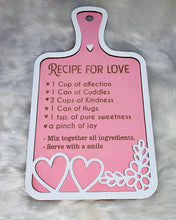 Load image into Gallery viewer, Recipe for Love Accent Cutting board