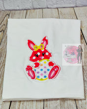 Load image into Gallery viewer, Cute personalized Easter Bunny with egg embroidered shirt