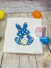 Load image into Gallery viewer, Embroidered Boy Bunny w/Egg t-shirt, personalized, Easter, Holiday