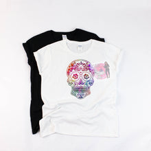 Load image into Gallery viewer, Sugar Skull Flower Crown, Day of the Dead Shirt, Halloween Shirts, Halloween T-shirt For Women, Flower Skull Shirt, Halloween Party Shirt