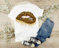 Leopard Print Biting Lips T Shirt, Fashion Lover Gift, Leopard printed Lips, Casual Shirt