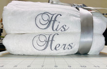 Load image into Gallery viewer, Embroidered His &amp; Hers White Towels