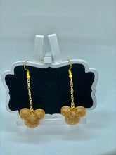 Load image into Gallery viewer, Gold glitter Mouse head earrings