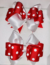 Load image into Gallery viewer, Red &amp; White Polka Dot hair bow