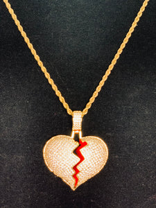 Broken Heart Iced Out pendant Necklace