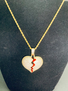 Broken Heart Iced Out pendant Necklace