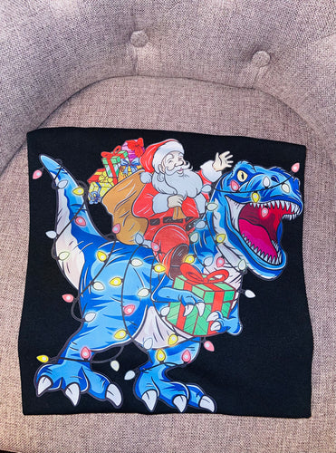 Dtf Kids T-shirt / Santa riding a T-Rex