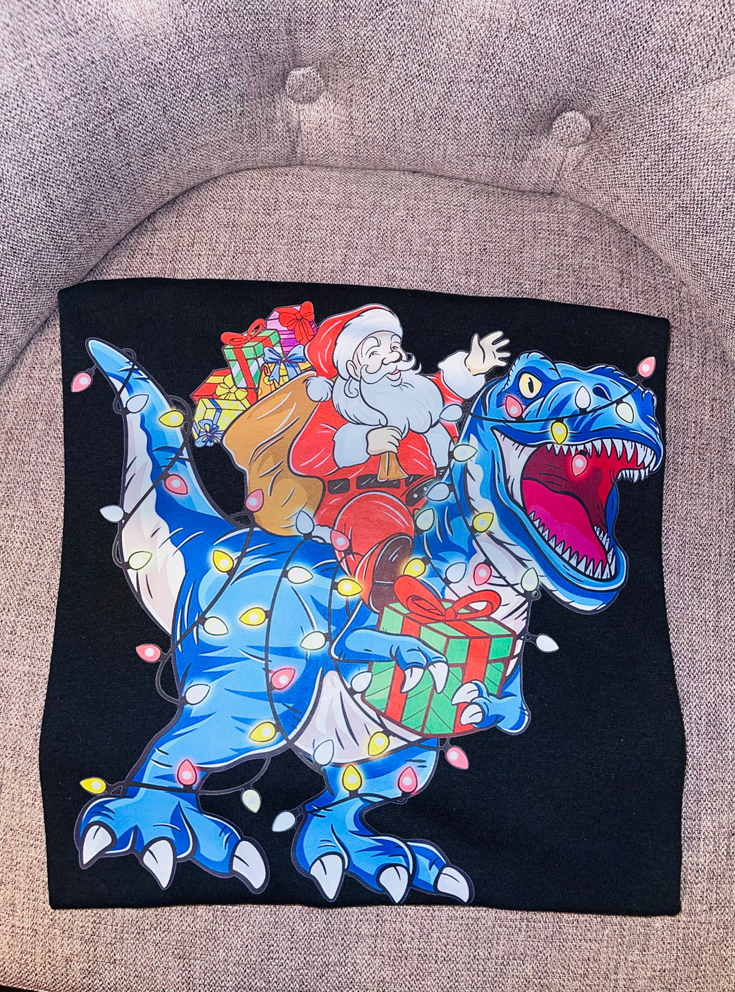 Dtf Kids T-shirt / Santa riding a T-Rex