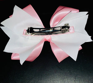 Pink & White Loopy bow