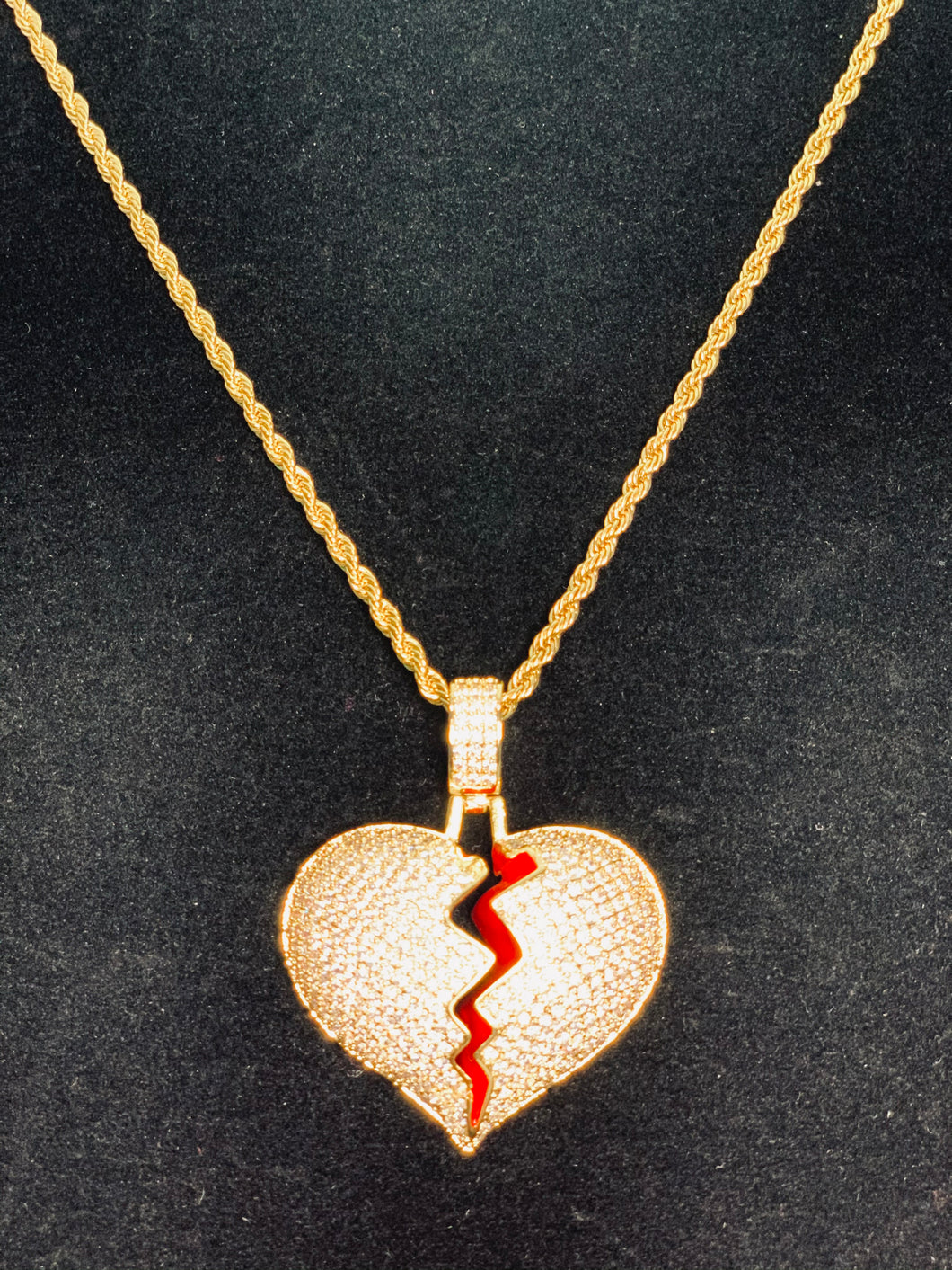 Broken Heart Iced Out pendant Necklace