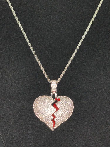 Broken Heart Iced Out pendant Necklace