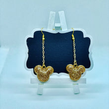 Load image into Gallery viewer, Gold glitter Mouse head earrings