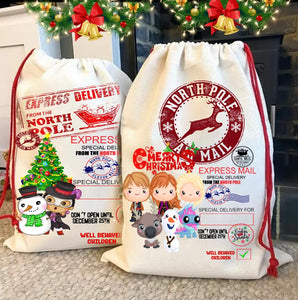 Christmas Santa Sack Personalized Bag Presents Kid Family Children Christmas Present Bag Toys Gifts Jumbo Size Bag Oversized Santa Bag Sack