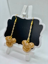 Load image into Gallery viewer, Gold glitter Mouse head earrings