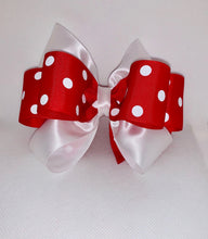 Load image into Gallery viewer, Red &amp; White Polka Dot hair bow