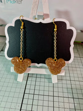 Load image into Gallery viewer, Gold glitter Mouse head earrings