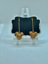 Load image into Gallery viewer, Gold glitter Mouse head earrings